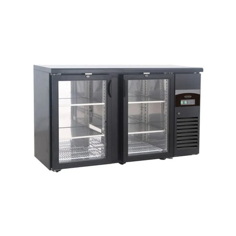 Arrière bar noir réfrigérée 2 portes vitrées +2/+8°C - 1462x535x860mm - 350 litres - ARKA - Arrière-bar réfrigéré