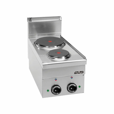 2 plaques électrique rondes à poser - 400x600x270mm - 4,1 kW Triphasé 400V - MBM - Fourneau électrique professionnel