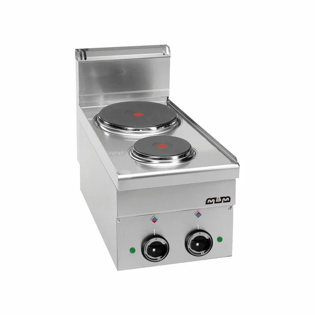 2 plaques électrique rondes à poser - 400x600x270mm - 4,1 kW Triphasé 400V - MBM - Fourneau électrique professionnel