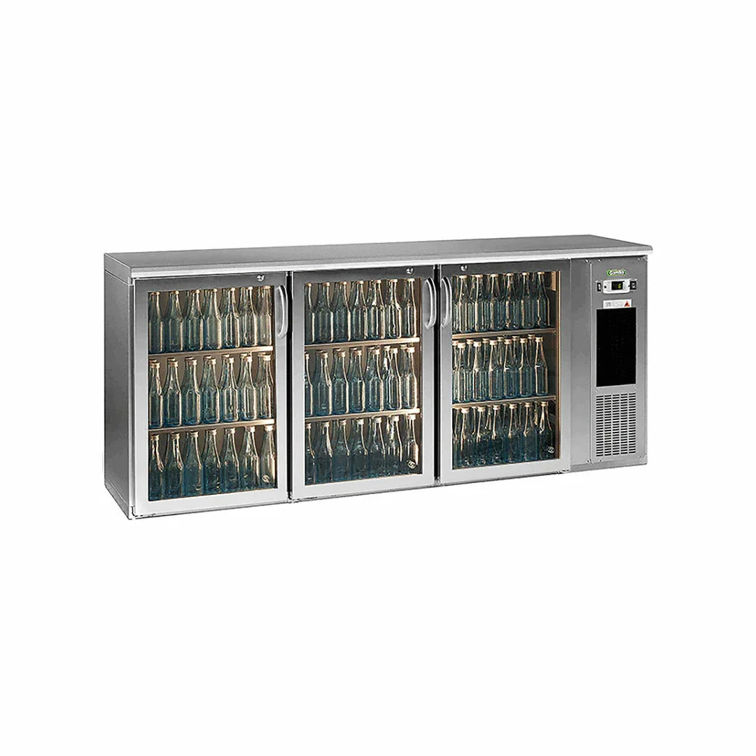 Arrière-bar 3 portes vitrées inox - GAMKO - Arrière-bar réfrigéré