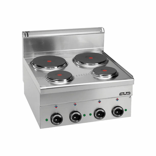 4 plaques électrique rondes à poser - 600x600x270mm - 8,2 kW Triphasé 400V - MBM - Fourneau électrique professionnel