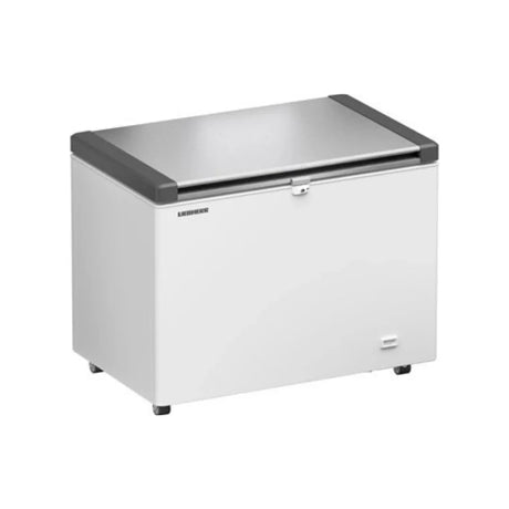 Congélateur coffre en epoxy blanc + couvercle inox - 266 litres - LIEBHERR - Congélateur coffre à porte coulissante