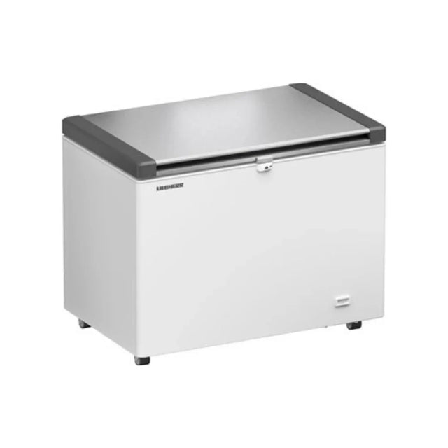 Congélateur coffre en epoxy blanc + couvercle inox - 266 litres - LIEBHERR - Congélateur coffre à porte coulissante