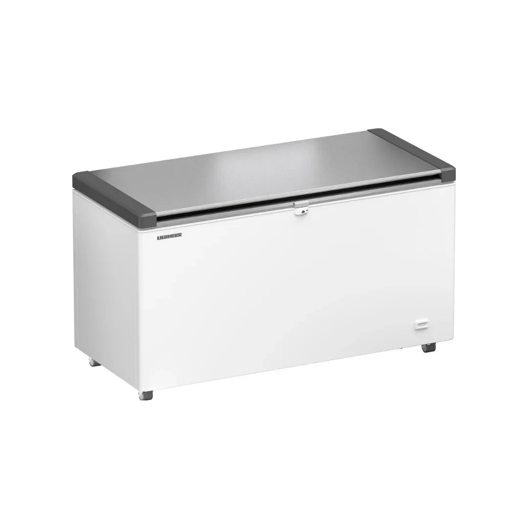 Congélateur coffre en epoxy blanc + couvercle inox - 404 litres - LIEBHERR - Congélateur coffre à porte coulissante