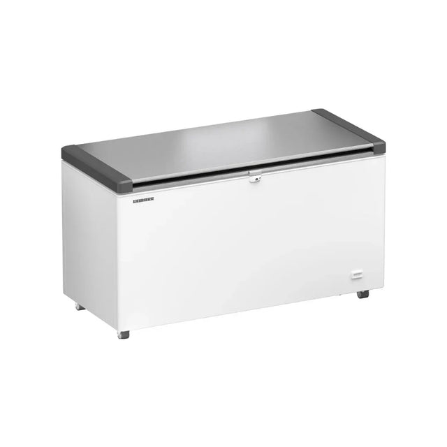 Congélateur coffre en epoxy blanc + couvercle inox - 404 litres - LIEBHERR - Congélateur coffre à porte coulissante