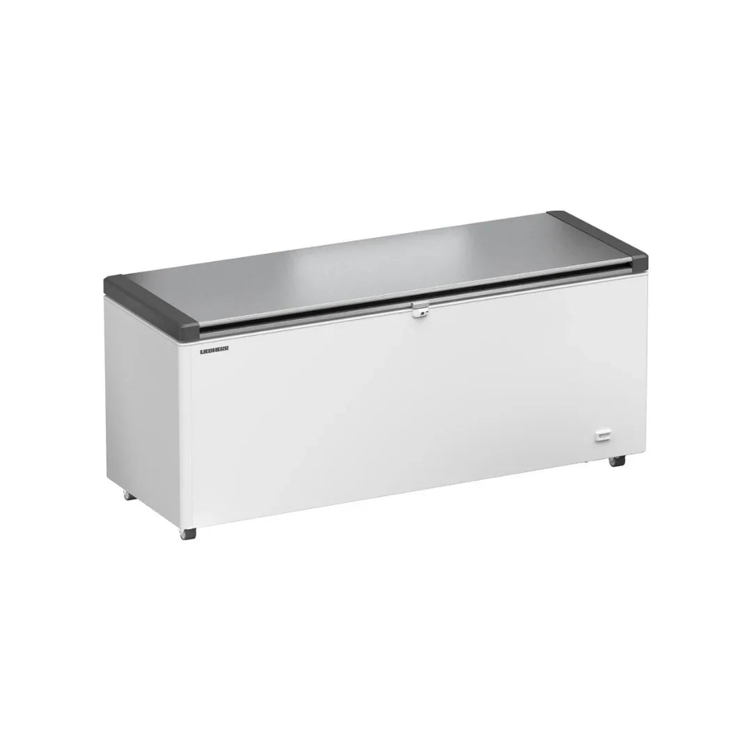 Congélateur coffre en epoxy blanc + couvercle inox - 542  litres - LIEBHERR - Congélateur coffre à porte coulissante