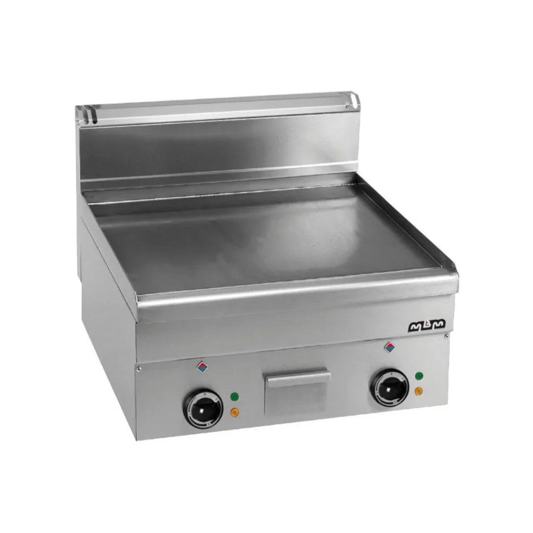 Plancha lisse chromée électrique à poser - 600x600x270mm - 7,5 kW Triphasé 400V - MBM - Plancha électrique professionnelle