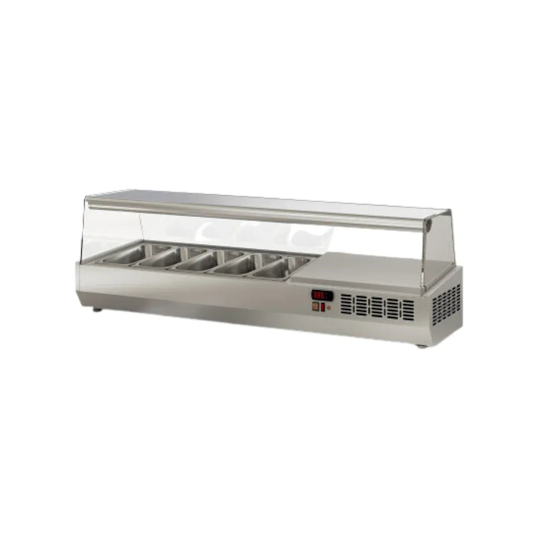Présentoir à ingrédient vitré 5 x GN 1/3 réfrigérée positive 0/+8°C CORECO EI135-1/3 vue 1 - Usine CHR