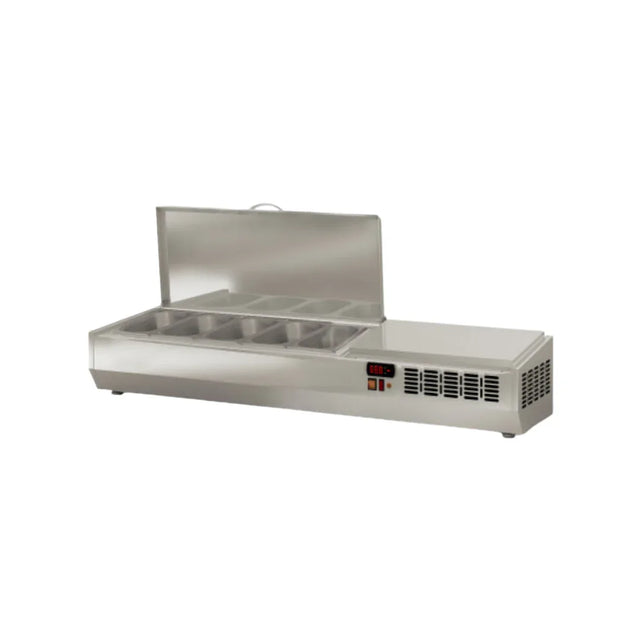 Présentoir à ingrédient couvercle inox 5 x GN 1/4 réfrigérée positive 0/+8°C CORECO EI135-T-1/4 vue 1 - Usine CHR