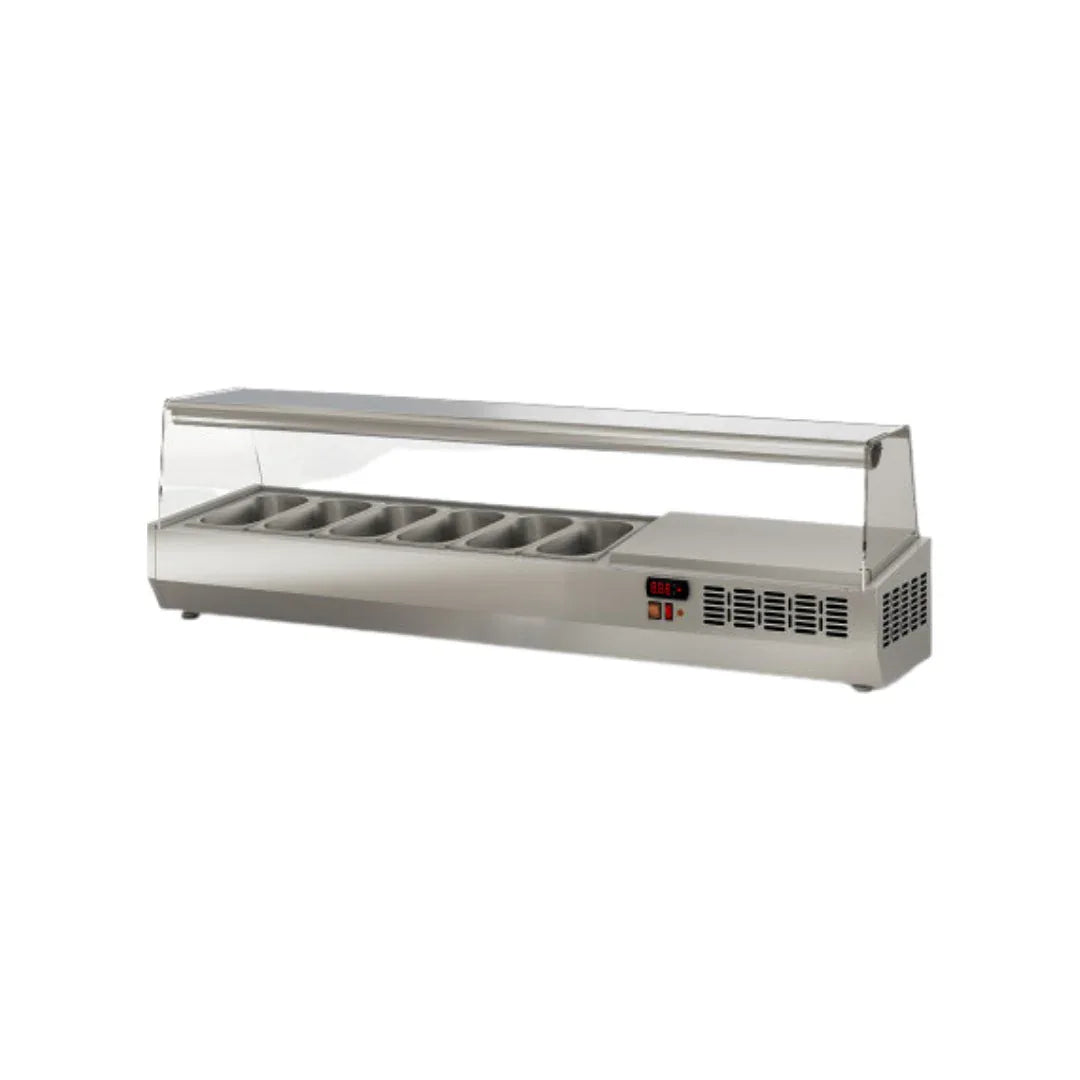 Présentoir à ingrédient vitré 6 x GN 1/4 réfrigérée positive 0/+8°C CORECO EI150-1/4 vue 1 - Usine CHR