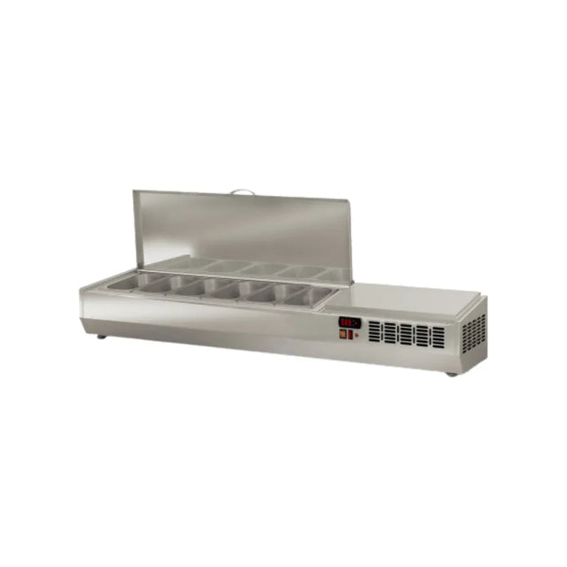 Présentoir à ingrédient couvercle inox 6 x GN 1/4 réfrigérée positive 0/+8°C CORECO EI150-T-1/4 vue 1 - Usine CHR