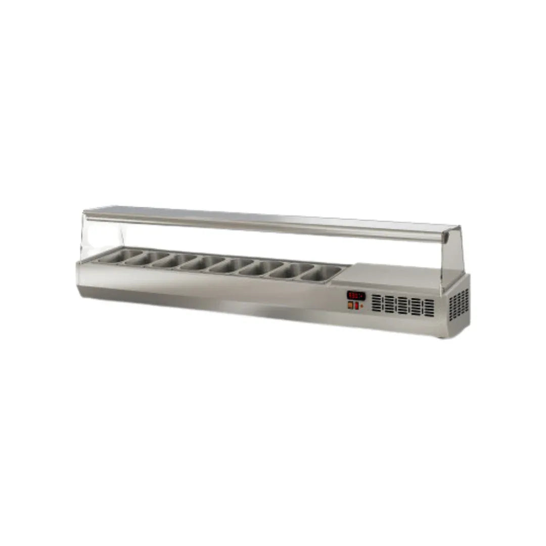 Présentoir à ingrédient vitré 8 x GN 1/4 réfrigérée positive 0/+8°C CORECO EI180-1/4 vue 1 - Usine CHR