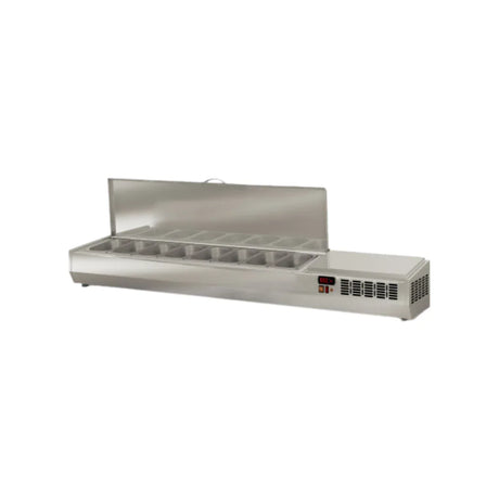 Présentoir à ingrédient couvercle inox 8 x GN 1/4 réfrigérée positive 0/+8°C CORECO EI180-T-1/4 vue 1 - Usine CHR
