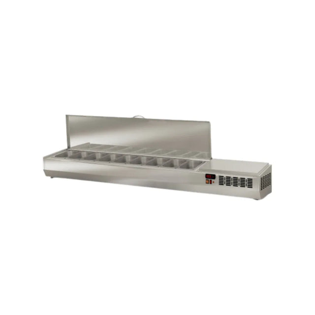 Présentoir à ingrédient couvercle inox 9 x GN 1/4 réfrigérée positive 0/+8°C CORECO EI200-T-1/4 vue 1 - Usine CHR