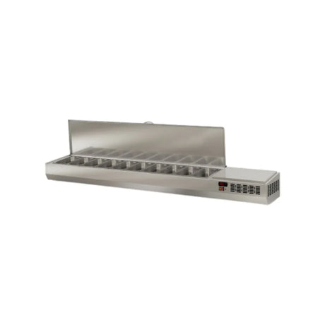 Présentoir à ingrédient couvercle inox 10 x GN 1/3 réfrigérée positive 0/+8°C - 2245x396x436mm CORECO vue 1 - Usine CHR