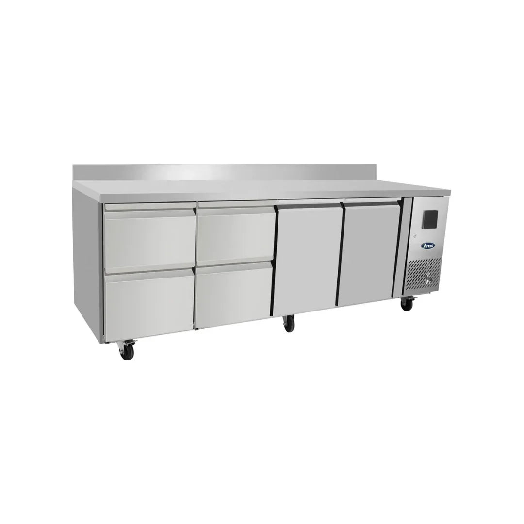 Table réfrigérée positive avec dosseret 8 tiroirs 560L - ATOSA - Table réfrigérée positive