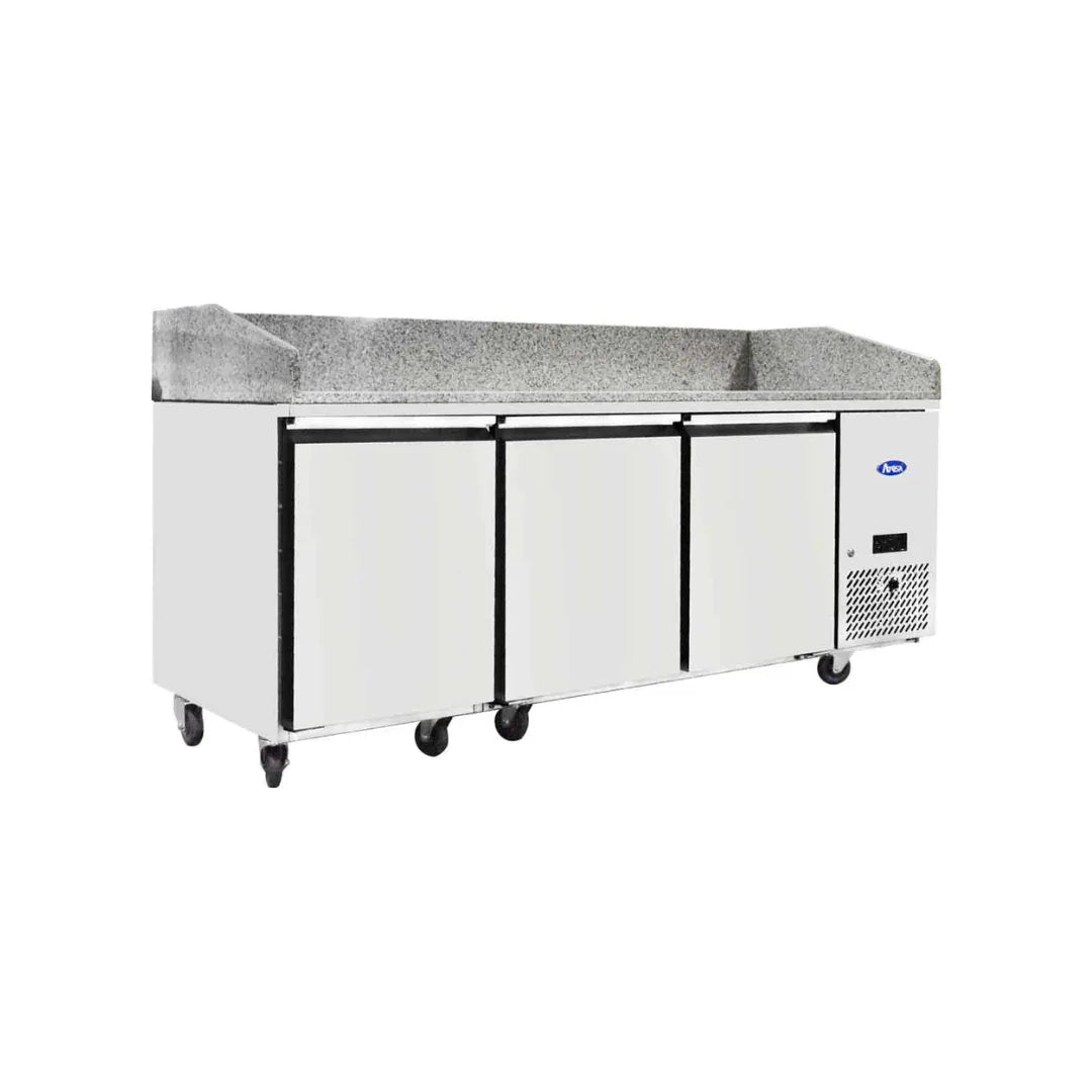 Table à pizza réfrigérée positive en granit 3 portes 580L - ATOSA - Table à pizza