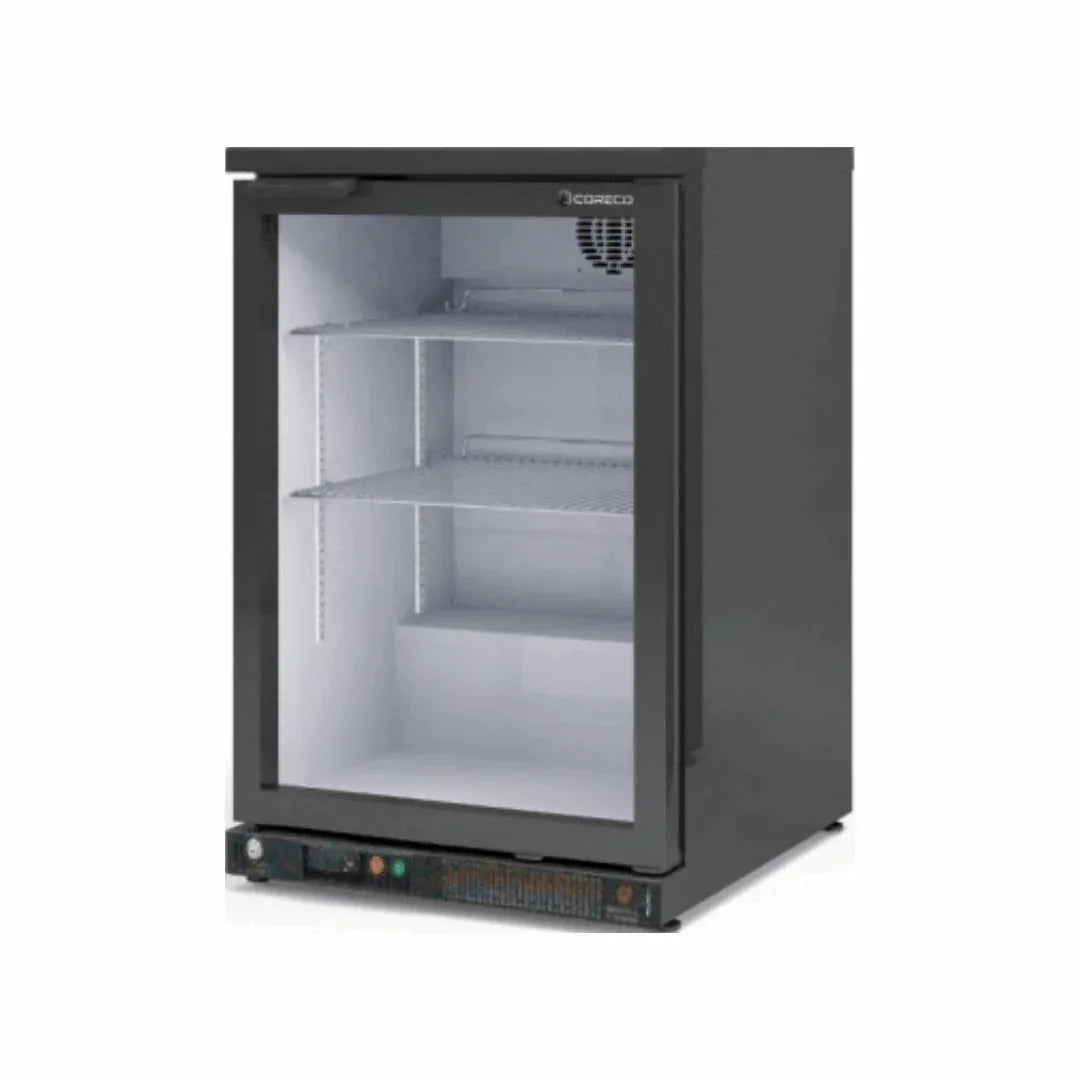 Arrière bar noir 1 porte vitrée battante +2/+8°C CORECO ERH-150-L vue 1 - Usine CHR