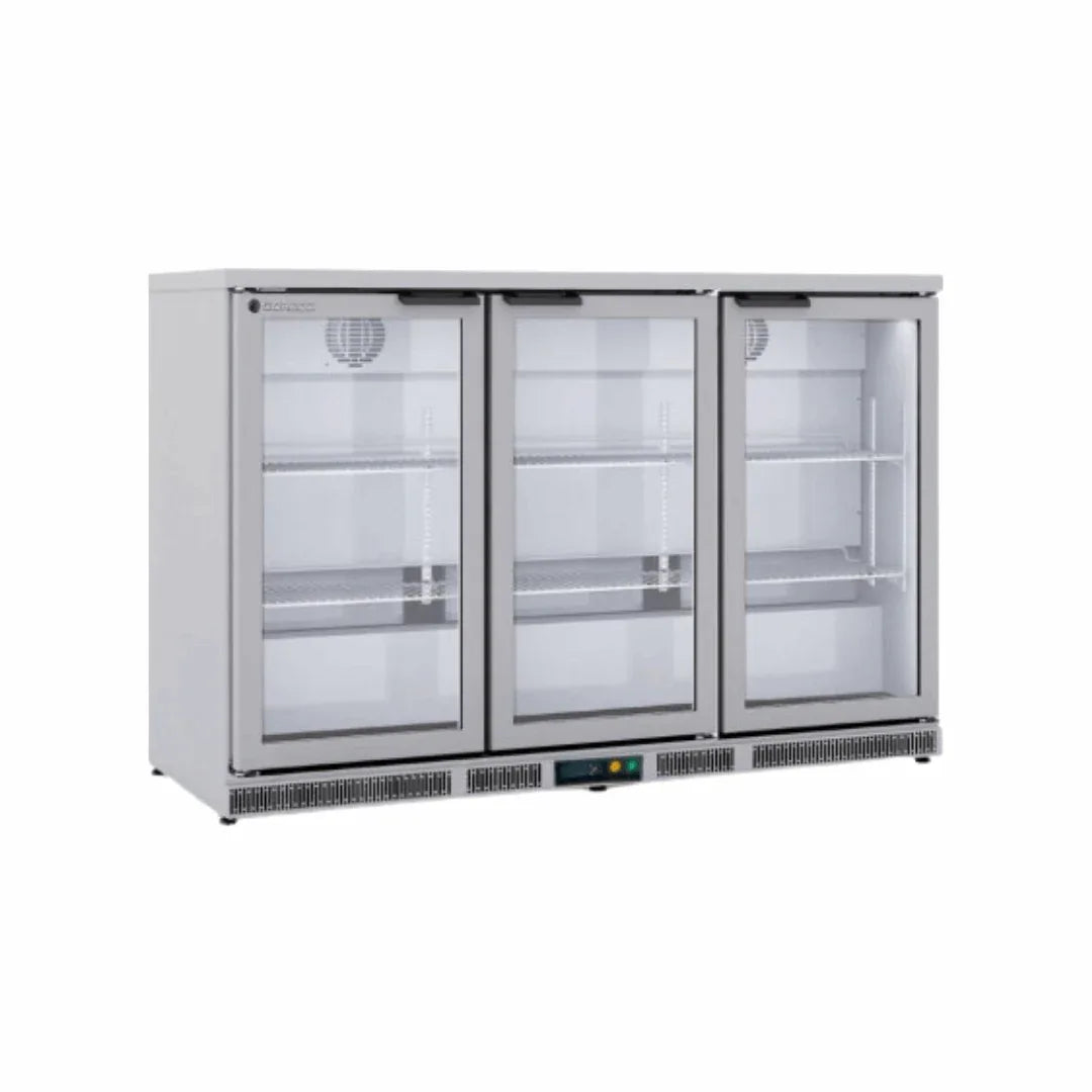 Arrière bar en inox 3 portes vitrées battantes +2/+8°C CORECO ERH-350-LI vue 1 - Usine CHR