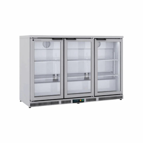 Arrière bar en inox 3 portes vitrées battantes +2/+8°C - 1375x520x850mm - CORECO - Arrière-bar réfrigéré