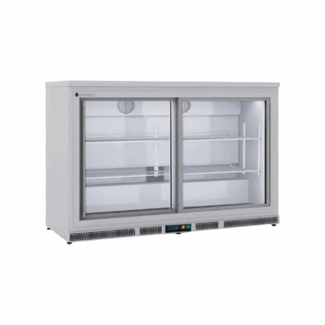 Arrière bar en inox 3 portes vitrées coulissantes +2/+8°C - 1375x520x850mm - CORECO - Arrière-bar réfrigéré