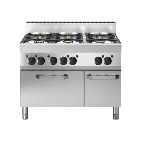 Fourneau 6 feux vifs sur four à gaz 1100x650x850 30,8kW - MODULAR - Fourneau à gaz professionnel
