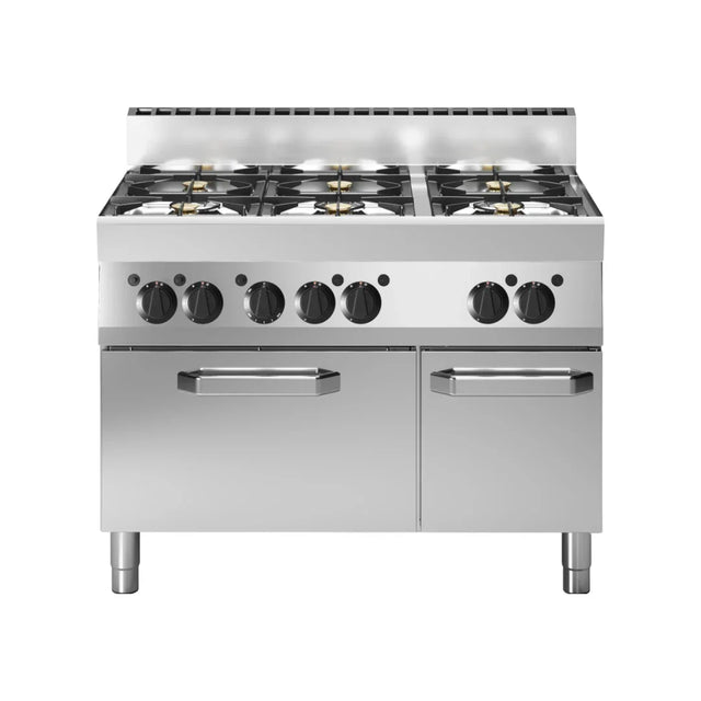 Fourneau 6 feux vifs sur four à gaz 1100x650x850 30,8kW - MODULAR - Fourneau à gaz professionnel