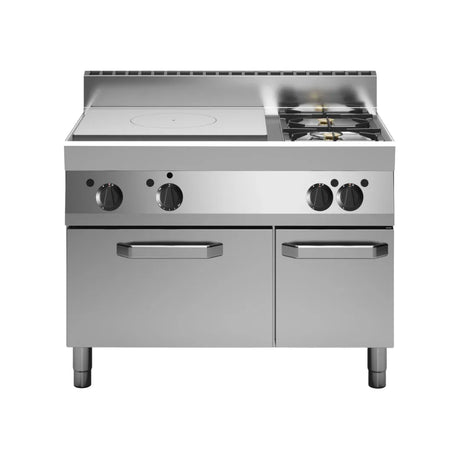 Plaque coup-de-feu + 2 feux vifs sur four à gaz 1100x650x850 21,8kW - MODULAR - Plaque coup de feu