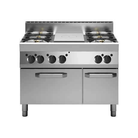 Plaque coup-de-feu + 4 feux vifs sur four à gaz 1100x650x870 27,2kW - MODULAR - Plaque coup de feu