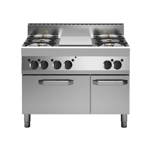 Plaque coup-de-feu + 4 feux vifs sur four à gaz 1100x650x870 27,2kW - MODULAR - Plaque coup de feu