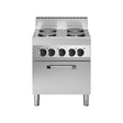 Fourneau 4 feux vifs sur four électrique à convection 700x650x850 14,36kW - MODULAR - Fourneau sur four