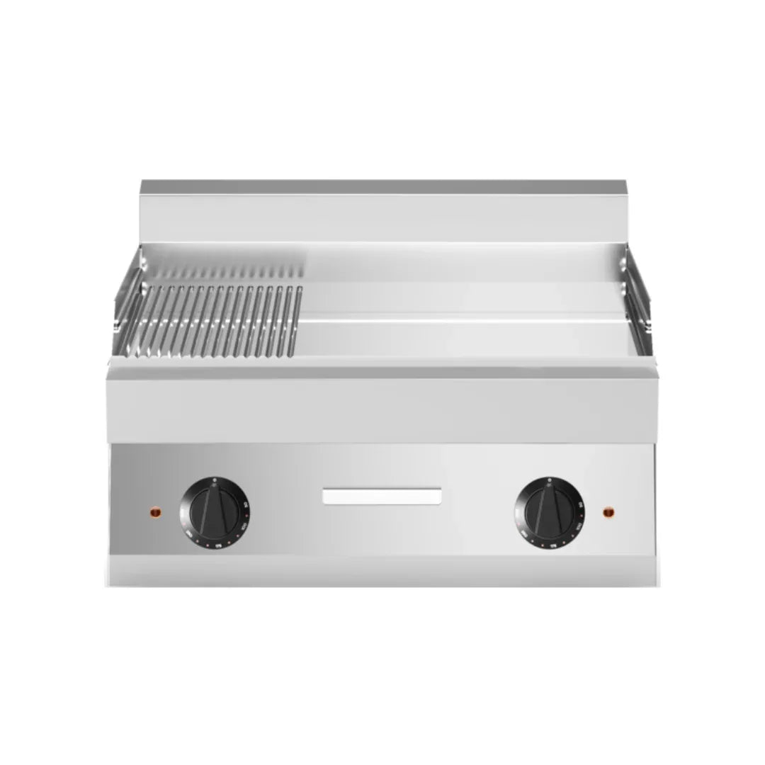 Plaque lisse et nervurée chromée électrique à poser 700x650x300 9kW - MODULAR - Plancha électrique professionnelle