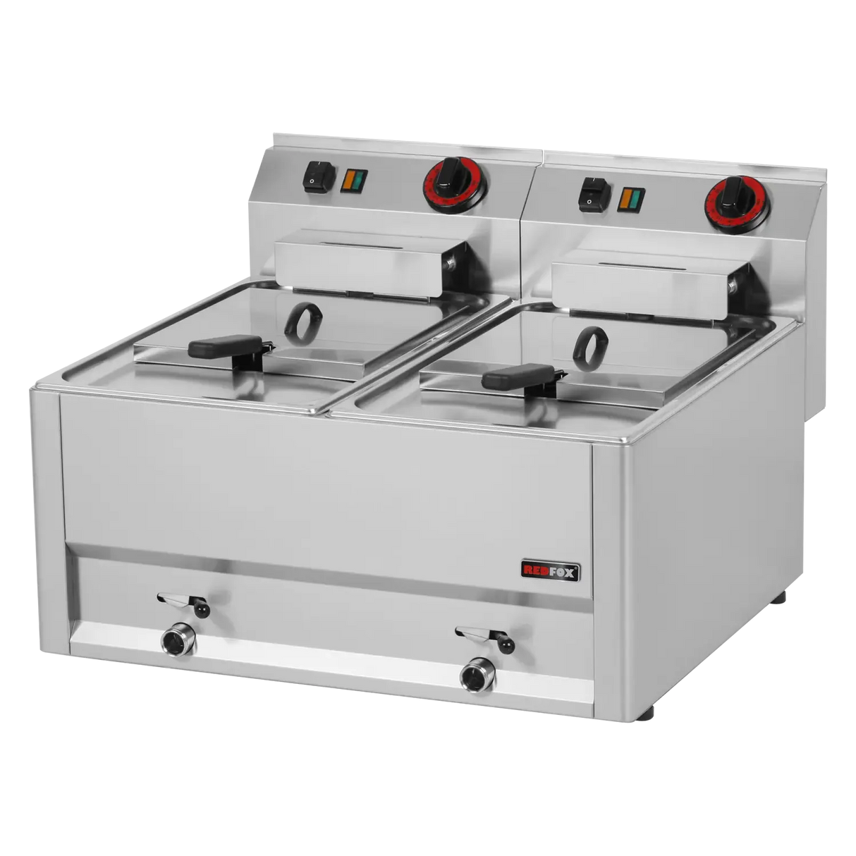 Friteuse électrique à poser - 2x8 litres - 330x600x290mm - 2x6 kW Tri 400V - REDFOX - Friteuse électrique professionnelle