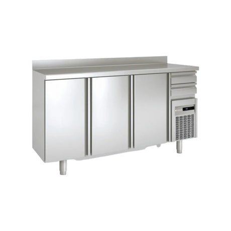 Arrière bar en inox 3 portes pleines battantes +2/+8°C gamme TOP - 2020x600x850mm - CORECO - Arrière-bar réfrigéré