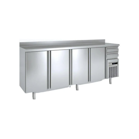 Arrière bar en inox 4 portes pleines battantes +2/+8°C gamme TOP - 2545x600x850mm - CORECO - Arrière-bar réfrigéré