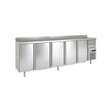 Arrière bar en inox 4 portes pleines battantes +2/+8°C gamme TOP - 3070x600x850mm - CORECO - Arrière-bar réfrigéré