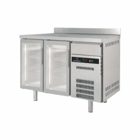 Arrière bar en inox 2 portes vitrées battantes +2/+8°C gamme Classic - 1495x600x850mm - CORECO - Arrière-bar réfrigéré