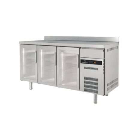 Arrière bar en inox 3 portes vitrées battantes +2/+8°C gamme Classic - 2020x600x850mm - CORECO - Arrière-bar réfrigéré