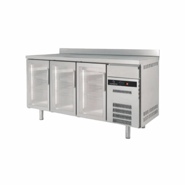 Arrière bar en inox 3 portes vitrées battantes +2/+8°C gamme Classic - 2020x600x850mm - CORECO - Arrière-bar réfrigéré