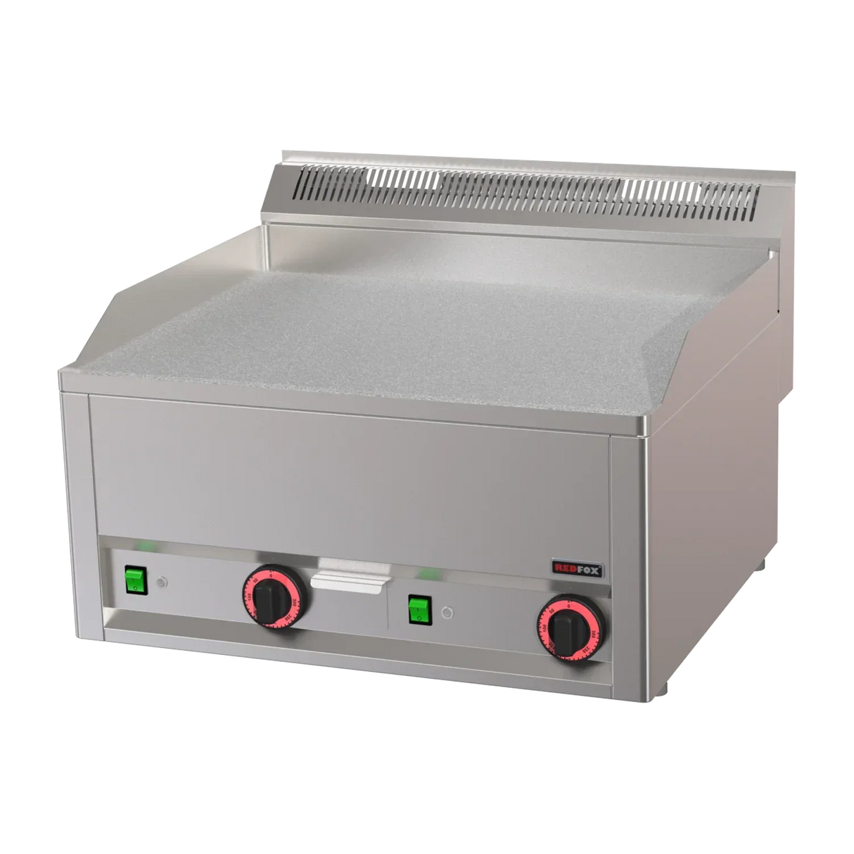 Plancha chromée lisse électrique à poser - 660x600x290mm - 6 kW Tri 400V - REDFOX - Plancha électrique professionnelle