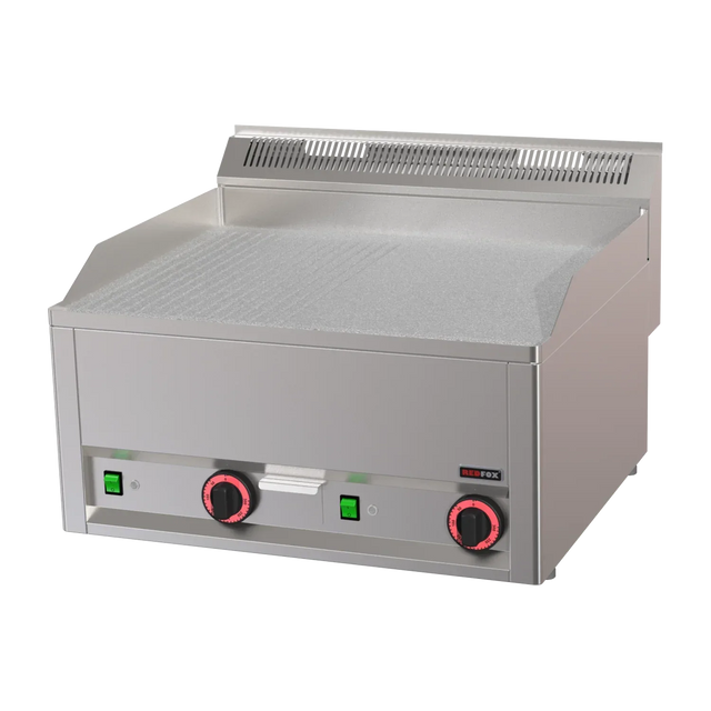 Plancha chromée lisse et nervurée électrique à poser - 660x600x290mm - 6 kW Tri 400V - REDFOX - Plancha électrique profession