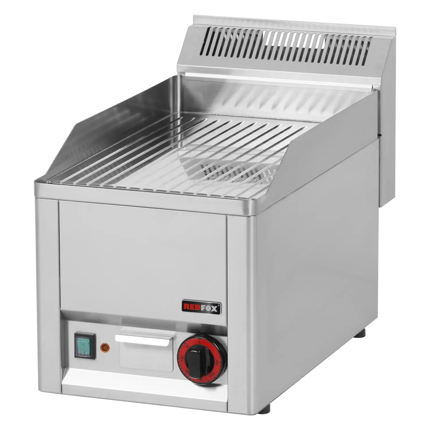 Plancha chromée nervurée électrique à poser - 330x600x290mm - 3 kW Mono 230V - REDFOX - Plancha électrique professionnelle