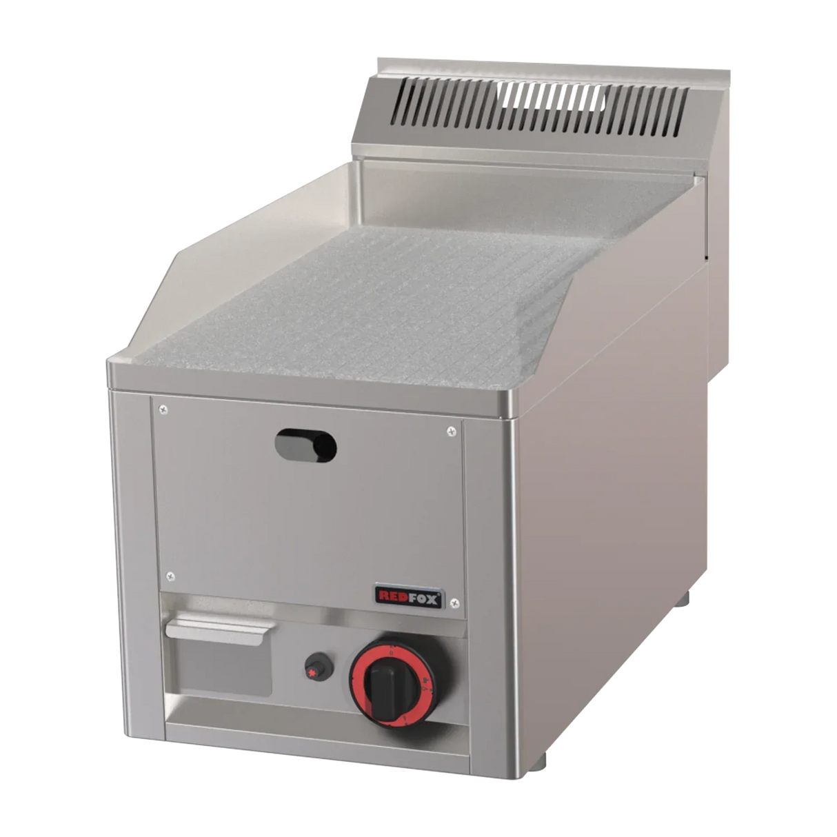 Plancha chromée nervurée gaz à poser - 330x600x290mm - 3 kW Mono 230V - REDFOX - Plancha à gaz professionnelle