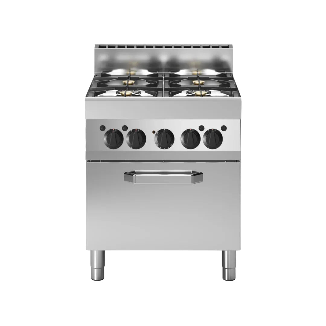 Fourneau 4 feux vifs sur four électrique à convection 700x650x850 - MODULAR - Fourneau sur four