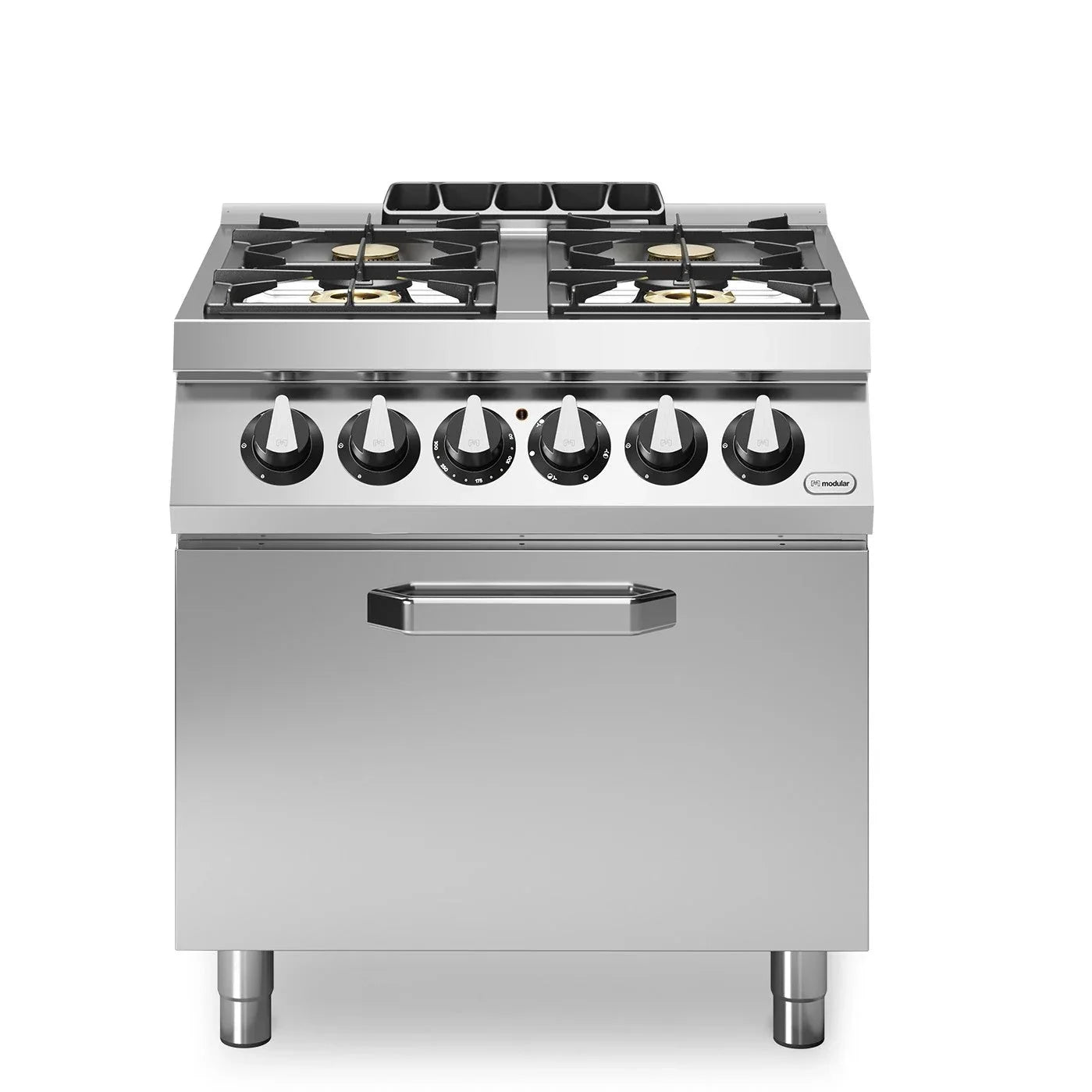 Fourneau 4 feux sur four électrique – 21,5 kW Gaz + 6 kW TRI – 800x730x870mm - MODULAR - Fourneau sur four