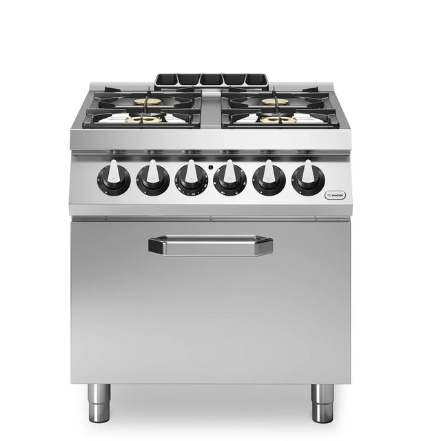 Fourneau 4 feux sur four électrique – 21,5 kW Gaz + 6 kW TRI – 800x730x870mm - MODULAR - Fourneau sur four