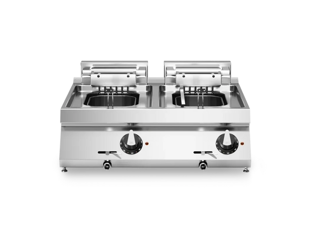 Friteuse double électrique à poser - Capacité : 10+10 litres - 18 kW 400V Tri - 800x730x280mm - MODULAR - Friteuse électrique