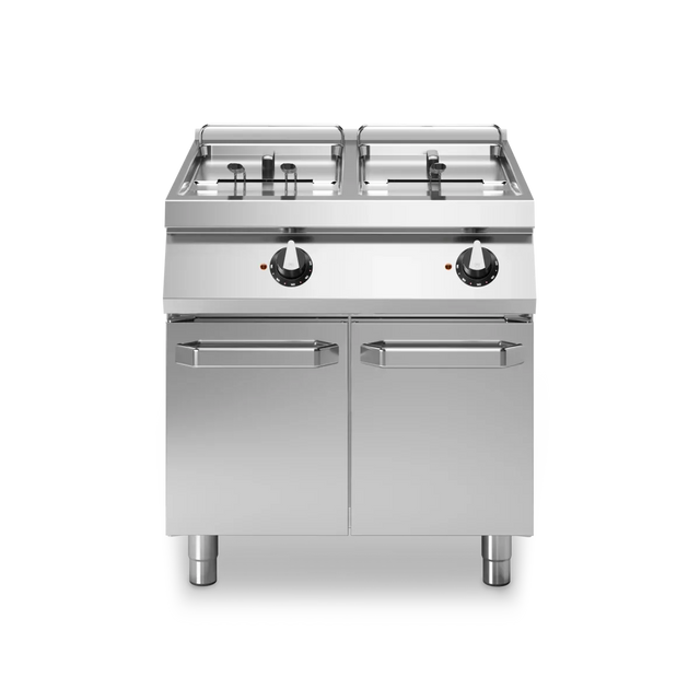 Friteuse double électrique sur meuble fermé - Capacité : 13+13 litres - 24 kW 400V Tri - 800x730x870mm - MODULAR - Friteuse é