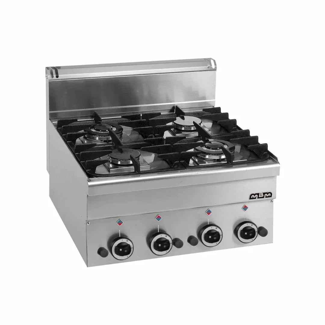 4 feux vifs à poser - 600x600x270mm - 11,7 kW Gaz - MBM - Fourneau à gaz professionnel