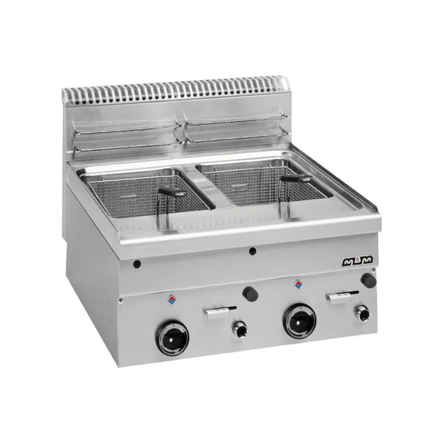 Friteuse à gaz 2x8 litres à poser - 600x600x270mm - 14,8 kW Gaz - MBM - Friteuse à gaz professionnelle